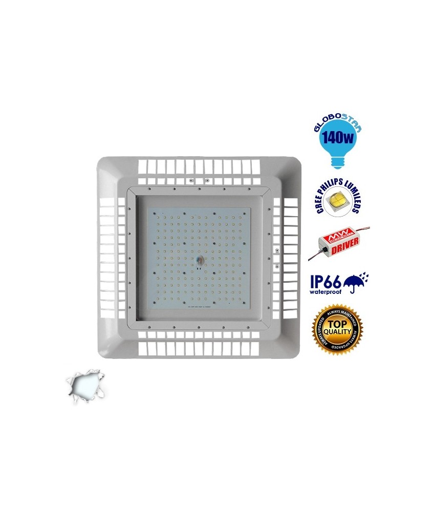 GloboStar® 115090 Φωτιστικό Οροφής για Βενζινάδικα Gas Station 140W AC 230V 19600lm 60° Αδιάβροχο IP65 Φυσικό Λευκό 5000K